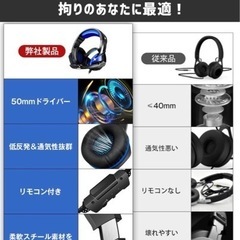 2023年最新 ゲーミングへッドセット ブルー PS4 PS5 ヘッドセット 有線 マイク付きの画像