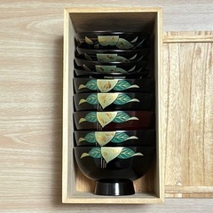 会津塗？  黒吸物椀水引き草の画像