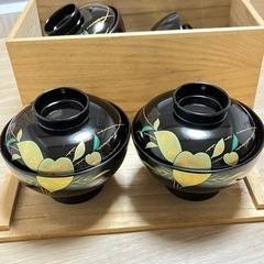 会津塗？  黒吸物椀水引き草の画像