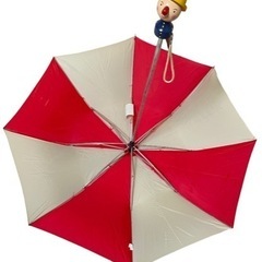 折りたたみ傘 雨傘 傘 雨具 アンティーク 昭和レトロ キッズ ファッション 小物 赤/白の画像