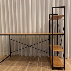 【新品】パソコンデスク　おしゃれ　アイアン×木
