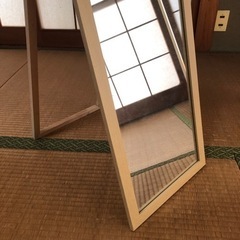 【取引終了】全身鏡 スタンドミラー 122×31 拡大鏡付き ナチュラル 角度調整可能の画像