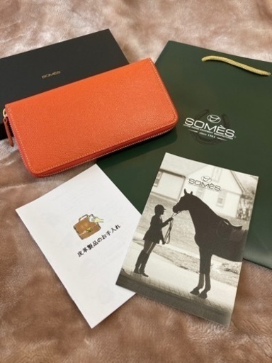 ソメスサドルsomes saddle ラウンドジップウォレット長財布　オレンジ