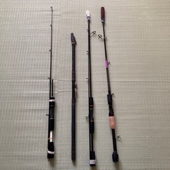 バスロッド３本と磯竿