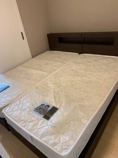 ★シングルダブルベッド マットレス付き★取りに来て下さる方