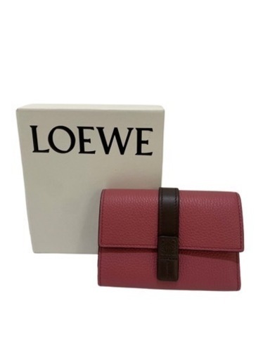 LOEWE ロエベ 三つ折財布 ロゴタブスモール バーティカルウォレット ピンク