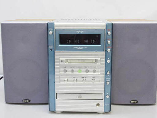 ss5202　デノン　ミニコンポ　D-M1MD　システムコンポ　シルバー×ウッド　DENON　カセット/CD/MD/ラジオ　一体型デッキ　リモコン付き　スケルトンデザイン　スピーカー　オーディオ　音響システム