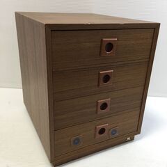 ○【0円あげます！】小物入れ 収納家具 引出 ４段ボックス 家具 ブラウン (NF230620)Zi-1379の画像