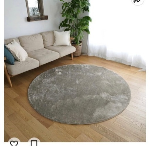 新品　円形ラグマット　ムーングレー　マイクロファイバー