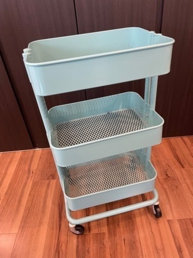 【値下げ】IKEA イケア RASKOG ロースコグ キッチンワゴン35x45x78 cm　ターコイズ