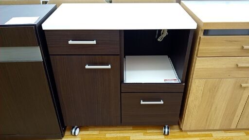 ★ジモティ割あり★ NITORI レンジ台 ブラウン H85×D42×W80 クリーニング済み YJ204