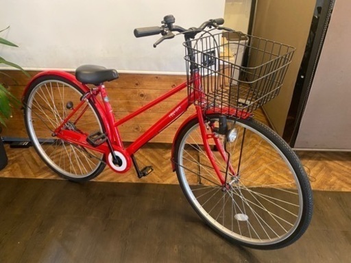 【美品】27インチ　シティサイクル　シングルギア　赤