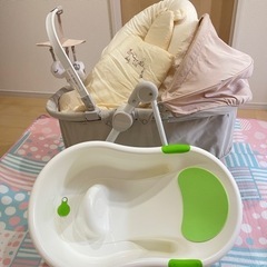 値下げ　出産準備　新生児ベビーベット　添い寝布団　ベビーバスセット
