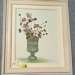 押し花17　花瓶の花　額付き