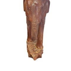 NO.590 【牙無し】象の木彫 置物 オブジェ 美術品の画像
