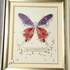 押し花19　蝶　ストーン　アート　額付き