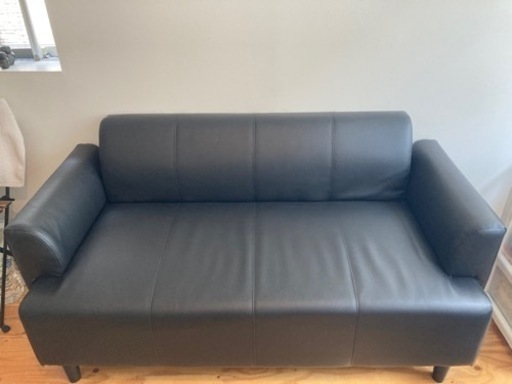ソファ　合皮　黒　IKEA イケア