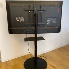 【43Vテレビ＋スタンド】TOSHIBA REGZA G20X 43G20X / ナカムラ｜NAKAMURA テレビスタンド ハイタイプ WALL anataIRO ブラック(レコーダー棚板付き)の画像