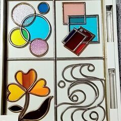 グラスアート作品33　４種アート　スタンド付き