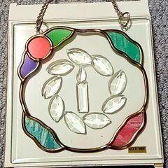 グラスアート作品36　キャンドル　チェーン付　1000円以上お買...