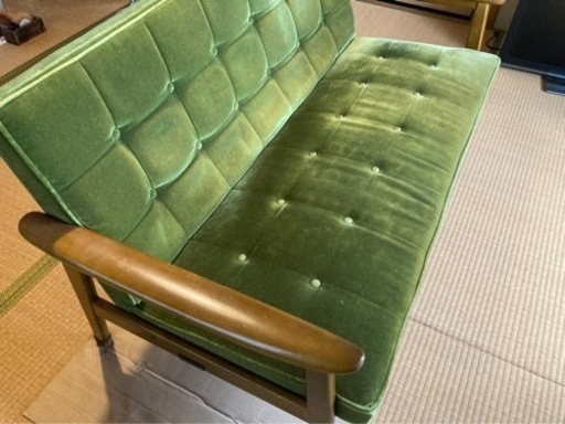 カリモク 60 2シーター Kチェア 2人掛け モケットグリーン　karimoku 引き取り希望