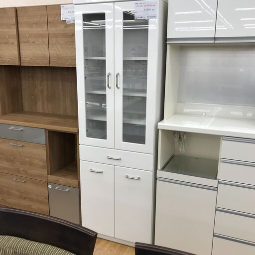 ★ジモティ割あり★  食器棚 白 H180×W59×D42 クリーニング済み KJ2176