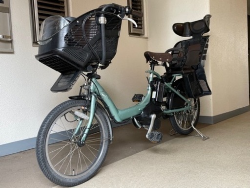 電動自転車＝ブリヂストン　アンジェリーノ　グリーン　20インチ　子乗せ付き３人乗り　