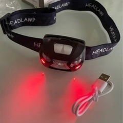 新品　ヘッドライト　PX6防水　角度調整　ブラック　USB コンパクトの画像