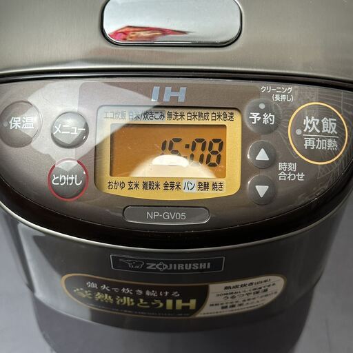 【中古品】象印 IH炊飯ジャー 3合炊き 炊飯器 極め炊き NP-GV05-XT ステンレスブラウン