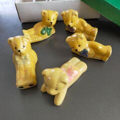 クマの箸置き　５個セット　陶器