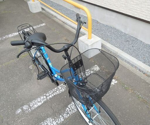 自転車 ママチャリ 27インチ シティサイクル 軽快車 ブルー 変速なし カゴ付き☆ 札幌市 北区 屯田 