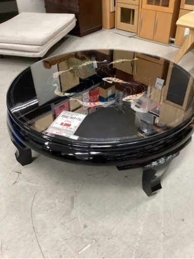 KF-30【新入荷　リサイクル品】韓国伝統工芸品　螺鈿細工　円卓テーブル　黒