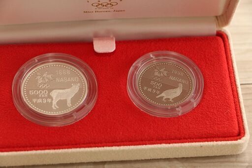 長野オリンピック冬季競技大会記念貨幣 平成9年銘2種プルーフセット 5千円銀貨 5百円白銅 (R2297nnxY)