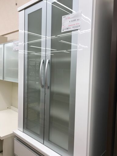 ★ジモティ割あり★ 大川家具 食器棚 白 H205×W78×D45 クリーニング済み KJ2195