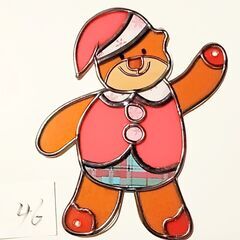 グラスアート作品46　クリスマスベア　2000円以上お買い上げの...