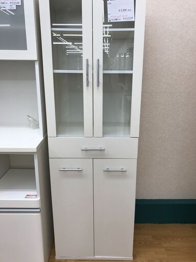 ★ジモティ割あり★  食器棚 白 H180×W59×D44 クリーニング済み KJ2197