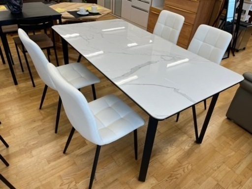 N119★大理石風ダイニング5点セット★ダイニング★ダイニング5点セット★1050ｍｍ