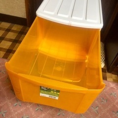 アイリスオーヤマ 収納ボックス 2個セット オレンジ 収納ケース 引き出し チェスト プラスチック 衣装ケース 衣類収納の画像