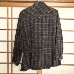 ジャケット レディース グレー ブラウン チェック おそらく S 〜 M クリーニング済みの画像