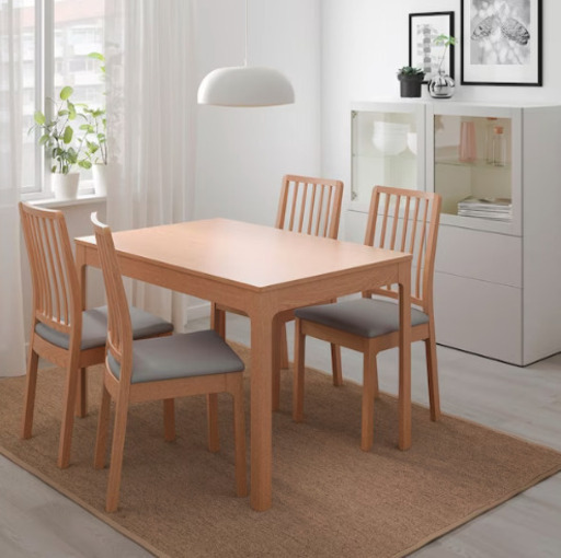 ダイニングテーブル IKEA EKEDALEN 4人用 伸縮式テーブル 椅子2脚 ベンチ1脚 元約5万円