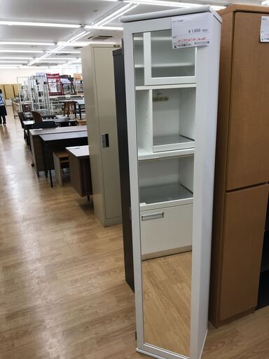 ★ジモティ割あり★  ミラー付き収納 白 H170×W34×D30 クリーニング済み KJ2209