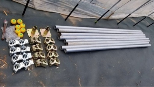 【お話中】単管パイプ2m8本　クランプ　ガルバリウム波板　未使用資材　錆なし