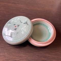 韓国 青磁 高麗青磁 茶器セット 湯呑 茶漉し 蓋付き 雲鶴紋 網目