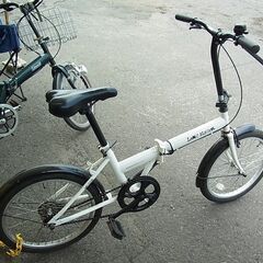 20インチ　折りたたみ自転車　LAND SLIDER　白　カゴ　ライト　切替なし