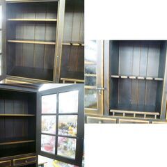アンティーク調 カップボード 食器棚 幅153.5×奥行42×高さ202cm レトロ調 民芸調 収納家具 中古 苫小牧西店の画像
