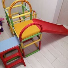 室内ジャングルジム 滑り台付き(滑り台2段階調整可能)の画像