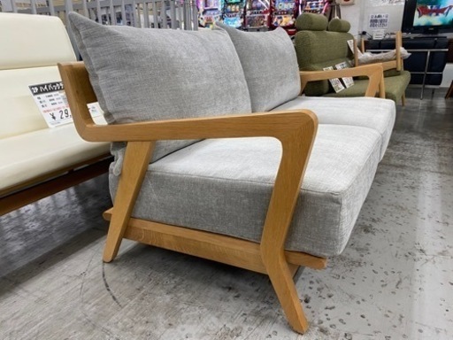 【愛品館 江戸川店】デザインウッドフレーム2Pソファ ID:156-019197-007