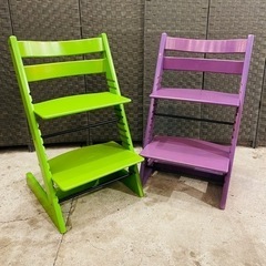 ＜売約済み＞　STOKKE　ストッケ　トリップトラップ　ナチュラル　ブナ材　無垢　ベビーチェア　キッズチェア　ダイニングチェア　子供　ナチュラル　ハイチェア　レアカラー　パープル　紫　エヴァンゲリオンの画像