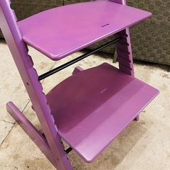 ＜売約済み＞　STOKKE　ストッケ　トリップトラップ　ナチュラル　ブナ材　無垢　ベビーチェア　キッズチェア　ダイニングチェア　子供　ナチュラル　ハイチェア　レアカラー　パープル　紫　エヴァンゲリオンの画像