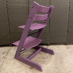 ＜売約済み＞　STOKKE　ストッケ　トリップトラップ　ナチュラル　ブナ材　無垢　ベビーチェア　キッズチェア　ダイニングチェア　子供　ナチュラル　ハイチェア　レアカラー　パープル　紫　エヴァンゲリオンの画像